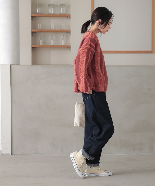 n'OrLABEL（ノアールレーベル）の「『ランダムパイルストライプニット』（ニット/セーター・レディース・オレンジ/ベージュ/グレー・FREE）」の20枚目の写真