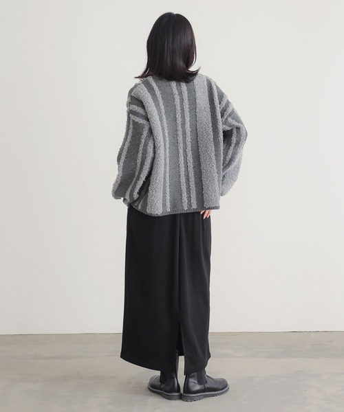 n'OrLABEL（ノアールレーベル）の「『ランダムパイルストライプニット』（ニット/セーター・レディース・オレンジ/ベージュ/グレー・FREE）」の13枚目の写真