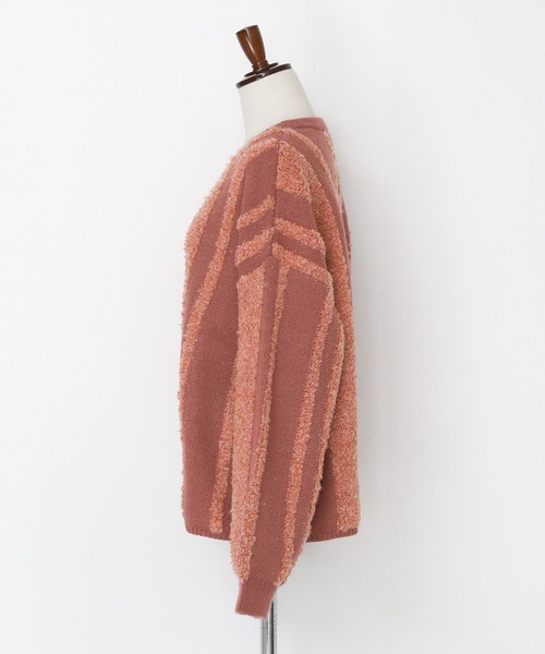 n'OrLABEL（ノアールレーベル）の「『ランダムパイルストライプニット』（ニット/セーター・レディース・オレンジ/ベージュ/グレー・FREE）」の8枚目の写真