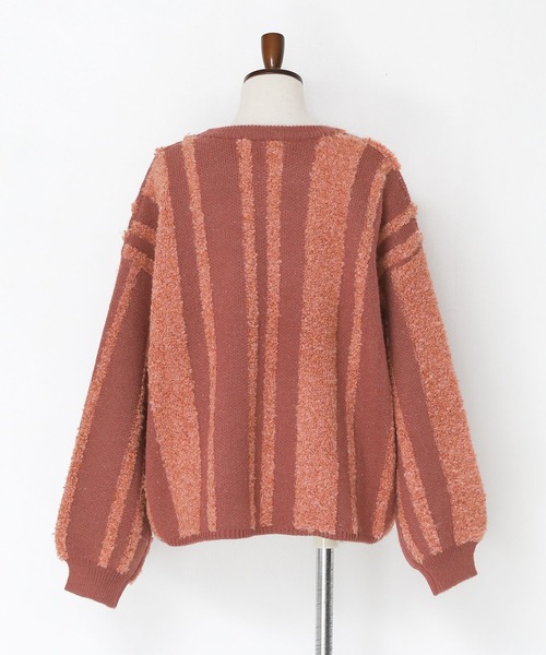 n'OrLABEL（ノアールレーベル）の「『ランダムパイルストライプニット』（ニット/セーター・レディース・オレンジ/ベージュ/グレー・FREE）」の9枚目の写真