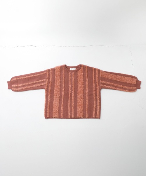 n'OrLABEL（ノアールレーベル）の「『ランダムパイルストライプニット』（ニット/セーター・レディース・オレンジ/ベージュ/グレー・FREE）」の10枚目の写真