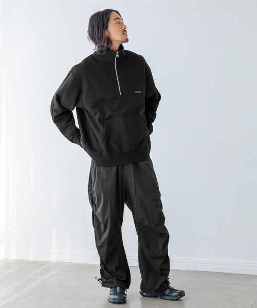 HeRIN.CYE 裏起毛 ウォームスウェット バルーンヘムドッキング セール】【HEREIAM MEN】ウォーム裏起毛ハーフZIP（スウェット