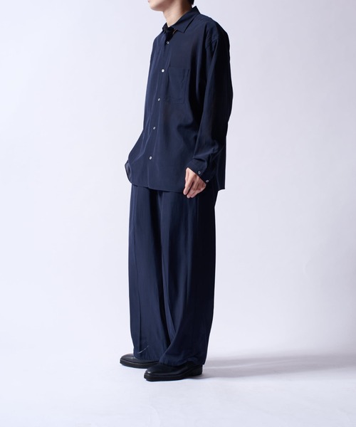 Lui's(ルイス)の「キュプラ混ワイド長袖シャツ(シャツ/ブラウス・メンズ・チャコールグレー/ネイビー/ブラック・FREE)」の20枚目の写真