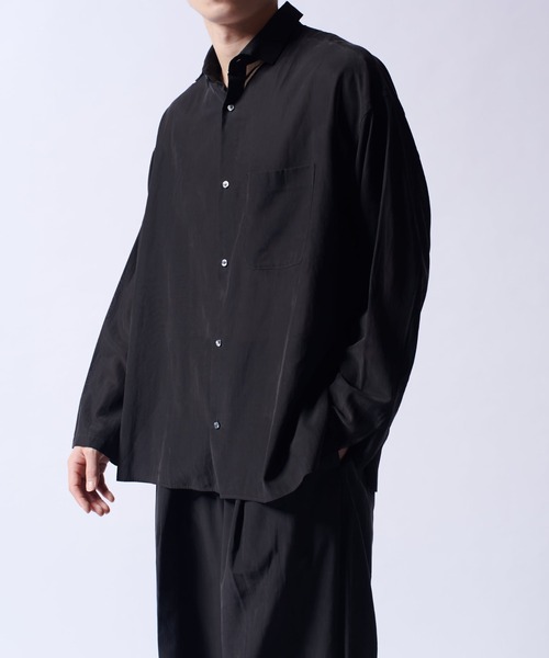 Lui's(ルイス)の「キュプラ混ワイド長袖シャツ(シャツ/ブラウス・メンズ・チャコールグレー/ネイビー/ブラック・FREE)」の4枚目の写真