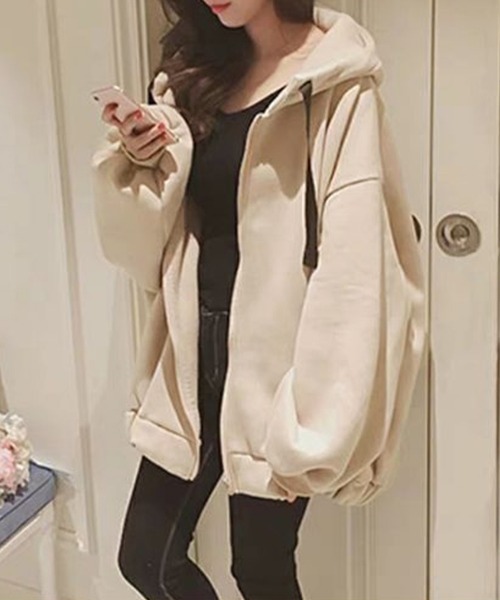Miniministore(ミニミニストア)の「裏起毛 スウェットパーカー レディース(パーカー・レディース・ベージュ/グレー/ブラック・FREE)」の7枚目の写真