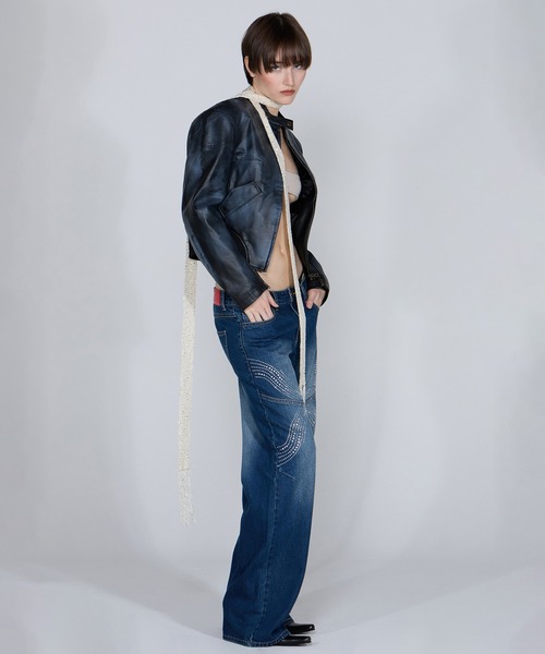 SCULPTOR（スカルプター）の「Emboss Faux Leather Bomber