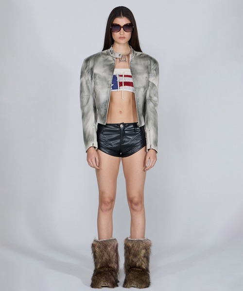 SCULPTOR（スカルプター）の「Emboss Faux Leather Bomber