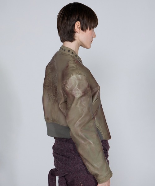 Emboss Faux Leather Bomber/エンボスフォーレザーボンバー（その他