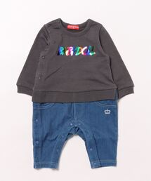 BABYDOLL（ベビードール）の「レインボー ロゴデニムドッキングロンパース 0101B（ロンパース・キッズ）」