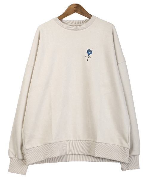 LUXSTYLE（ラグスタイル）の「薔薇刺繍ガールイラストバックプリントスエードトレーナー（スウェット・メンズ・ホワイト/ブラック・L/M）」の17枚目の写真