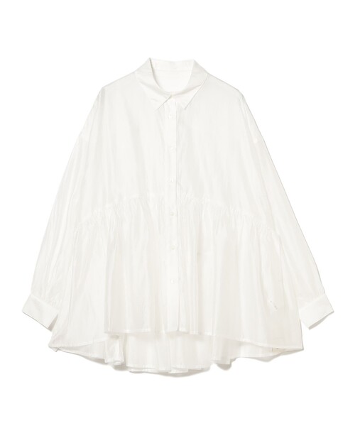 CAROLINA GLASER(カロリナ グレイサー)の「ヘムフリル ロングスリーブ ブラウス(シャツ/ブラウス・レディース・ピンク/ホワイト・ONE SIZE)」の1枚目の写真