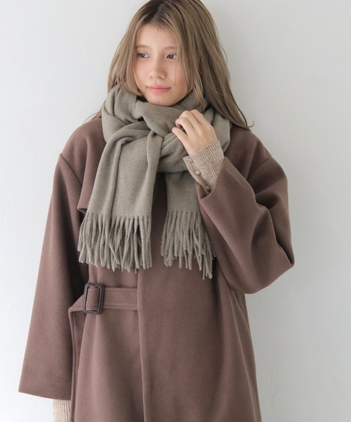 CLEIO（クレイオ）の「【CLEIO】ナチュラルフリンジマフラー（マフラー・レディース・オリーブ/ベージュ/グレー/モカ・FREE）」の9枚目の写真