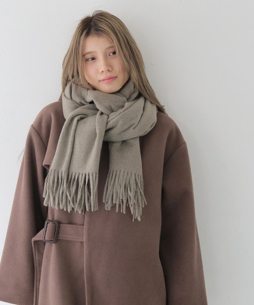 CLEIO（クレイオ）の「【CLEIO】ナチュラルフリンジマフラー（マフラー・レディース・オリーブ/ベージュ/グレー/モカ・FREE）」の8枚目の写真