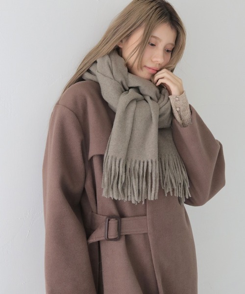 CLEIO（クレイオ）の「【CLEIO】ナチュラルフリンジマフラー（マフラー・レディース・オリーブ/ベージュ/グレー/モカ・FREE）」の7枚目の写真