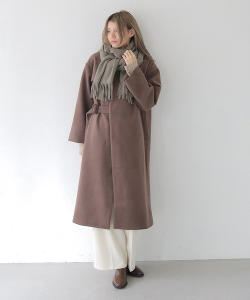 CLEIO（クレイオ）の「【CLEIO】ナチュラルフリンジマフラー（マフラー・レディース・オリーブ/ベージュ/グレー/モカ・FREE）」の6枚目の写真