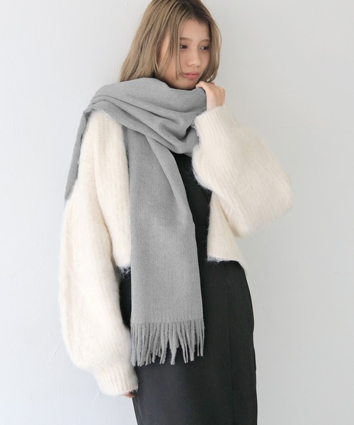 CLEIO（クレイオ）の「【CLEIO】ナチュラルフリンジマフラー（マフラー・レディース・オリーブ/ベージュ/グレー/モカ・FREE）」の14枚目の写真