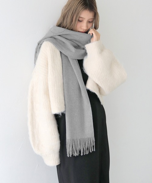 CLEIO（クレイオ）の「【CLEIO】ナチュラルフリンジマフラー（マフラー・レディース・オリーブ/ベージュ/グレー/モカ・FREE）」の12枚目の写真