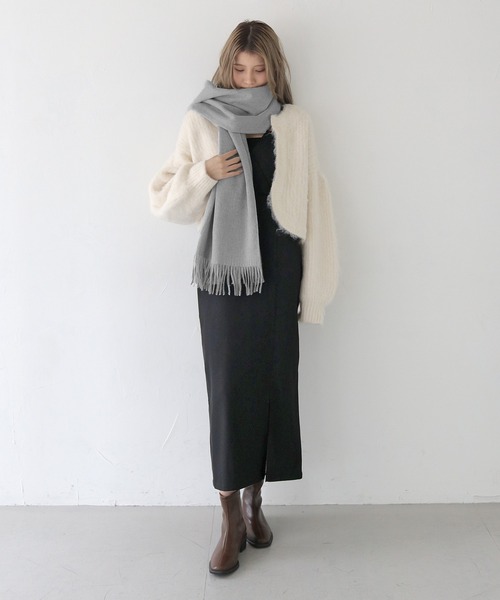 CLEIO（クレイオ）の「【CLEIO】ナチュラルフリンジマフラー（マフラー・レディース・オリーブ/ベージュ/グレー/モカ・FREE）」の10枚目の写真