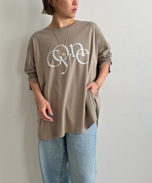 LHELBIE（レルビエ）の「ポンチョシルエットロゴロンT（Tシャツ/カットソー・レディース・オフホワイト/チャコールグレー/グレイッシュベージュ・M）」の10枚目の写真