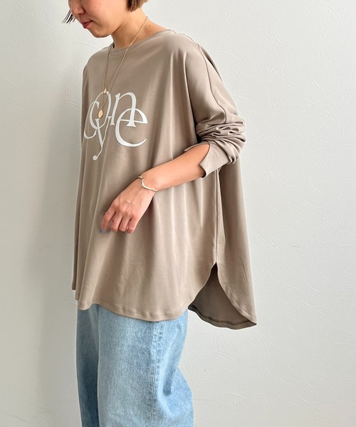 LHELBIE（レルビエ）の「ポンチョシルエットロゴロンT（Tシャツ/カットソー・レディース・オフホワイト/チャコールグレー/グレイッシュベージュ・M）」の12枚目の写真