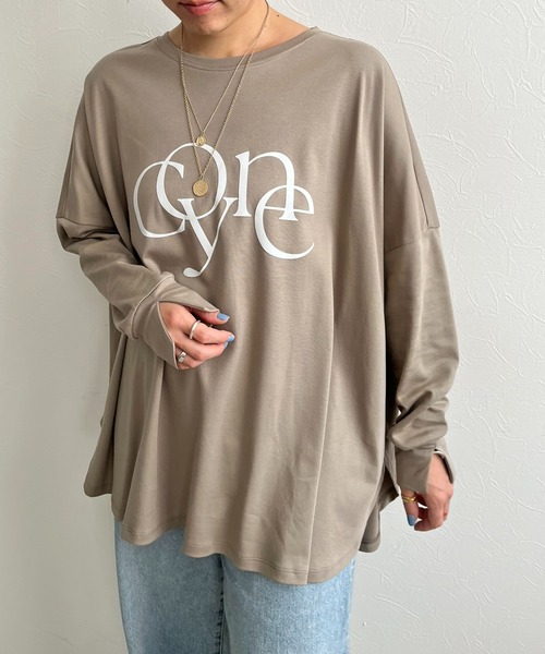 LHELBIE（レルビエ）の「ポンチョシルエットロゴロンT（Tシャツ/カットソー・レディース・オフホワイト/チャコールグレー/グレイッシュベージュ・M）」の15枚目の写真