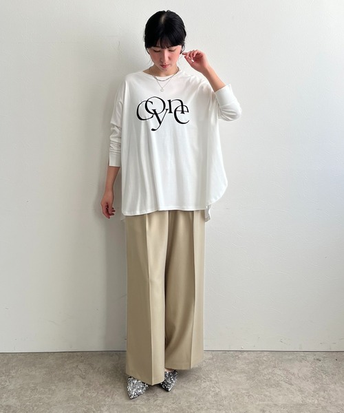 LHELBIE（レルビエ）の「ポンチョシルエットロゴロンT（Tシャツ/カットソー・レディース・オフホワイト/チャコールグレー/グレイッシュベージュ・M）」の21枚目の写真