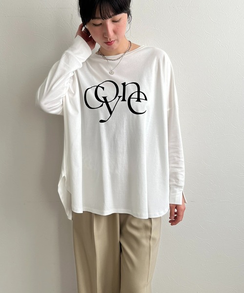 LHELBIE（レルビエ）の「ポンチョシルエットロゴロンT（Tシャツ/カットソー・レディース・オフホワイト/チャコールグレー/グレイッシュベージュ・M）」の16枚目の写真