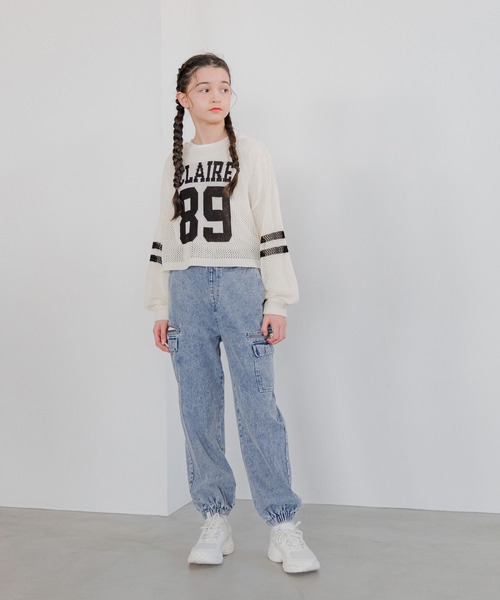 GLOBAL WORK（グローバルワーク）の「メッシュニットセットプルオーバー長袖/253184（ニット/セーター・キッズ・ホワイト系8/イエロー/パープル/ブラック/ホワイト系5・130cm/140cm/150cm/160cm）」の6枚目の写真