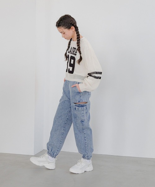 GLOBAL WORK（グローバルワーク）の「メッシュニットセットプルオーバー長袖/253184（ニット/セーター・キッズ・ホワイト系8/イエロー/パープル/ブラック/ホワイト系5・130cm/140cm/150cm/160cm）」の7枚目の写真