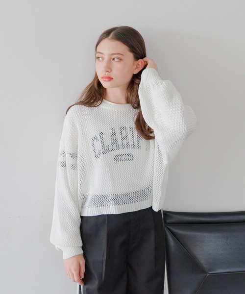 GLOBAL WORK（グローバルワーク）の「メッシュニットセットプルオーバー長袖/253184（ニット/セーター・キッズ・ホワイト系8/イエロー/パープル/ブラック/ホワイト系5・130cm/140cm/150cm/160cm）」の14枚目の写真