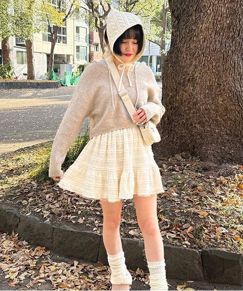 Mi-je(ミジェ)の「フードインナーSET【韓国ファッション】(パーカー・レディース・アイボリー/チャコール/ベージュ・F)」の14枚目の写真