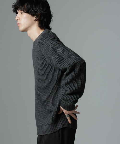 NANO universe（ナノユニバース）の「リラックス畦ニット（ニット/セーター・メンズ・ブラック/ホワイト/チャコール・L/M）」の14枚目の写真