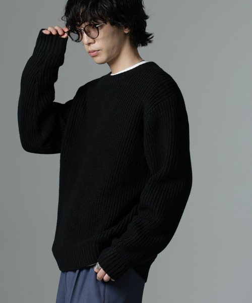 NANO universe（ナノユニバース）の「リラックス畦ニット（ニット/セーター・メンズ・ブラック/ホワイト/チャコール・L/M）」の22枚目の写真