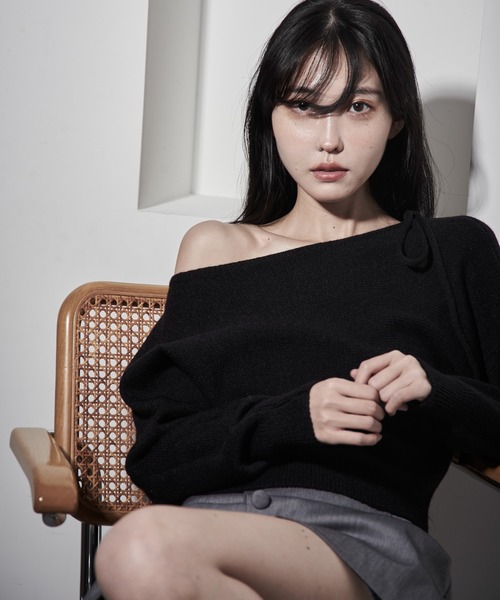 【セール】肩リボンチョーカーニット（ニット/セーター）｜Y/lim（イリム）