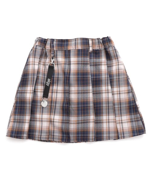 algy(アルジー)の「algyチャームチェックプリーツスカパン(スカート・キッズ・ブラック/サックスブルー/ネイビー/ピンク・XX-SMALL/X-SMALL/MEDIUM/SMALL)」の1枚目の写真