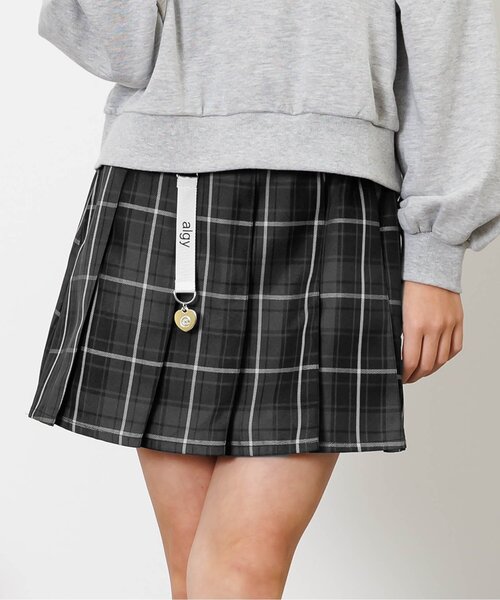 algy(アルジー)の「algyチャームチェックプリーツスカパン(スカート・キッズ・ブラック/サックスブルー/ネイビー/ピンク・XX-SMALL/X-SMALL/MEDIUM/SMALL)」の2枚目の写真