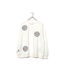 ATELANE/ストレッチポンチ ランダム刺繍L/Sクルー