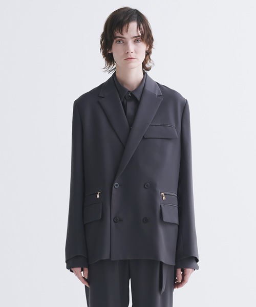 CULLNI Double Satin ZIP Pocketテーラードジャケット Double Satin Zip Pocket Tailored Jacket | CULLNI