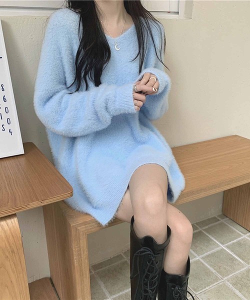 NANEA(ナネア)の「シャギーニットチュニック(ニット/セーター・レディース・レッド/ホワイト/モカ/ブラック/ブルー・フリー)」の15枚目の写真