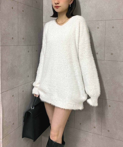 NANEA(ナネア)の「シャギーニットチュニック(ニット/セーター・レディース・レッド/ホワイト/モカ/ブラック/ブルー・フリー)」の21枚目の写真