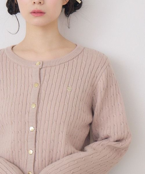 ems excite（エムズエキサイト）の「金釦ケーブルカーディガン（カーディガン/ボレロ・レディース・ブルー/ライトグレー/レッド/ピンク・FREE）」の4枚目の写真