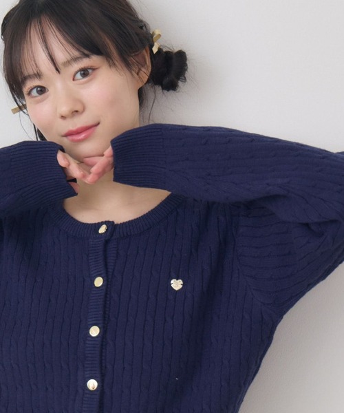 ems excite（エムズエキサイト）の「金釦ケーブルカーディガン（カーディガン/ボレロ・レディース・ブルー/ライトグレー/レッド/ピンク・FREE）」の3枚目の写真