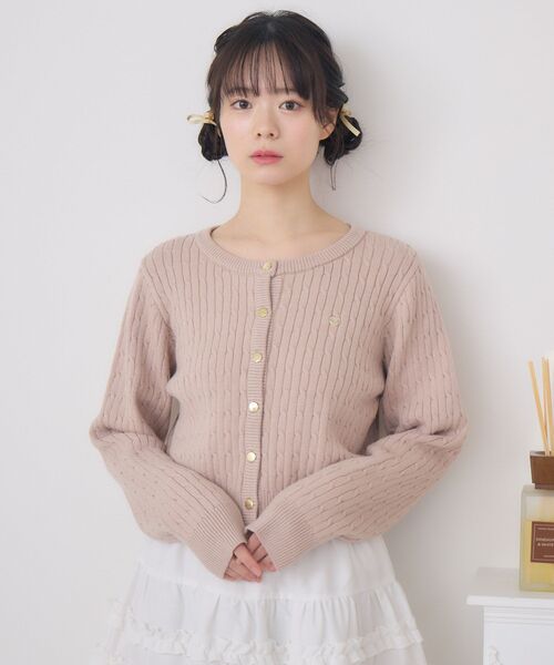 ems excite（エムズエキサイト）の「金釦ケーブルカーディガン（カーディガン/ボレロ・レディース・ブルー/ライトグレー/レッド/ピンク・FREE）」の7枚目の写真