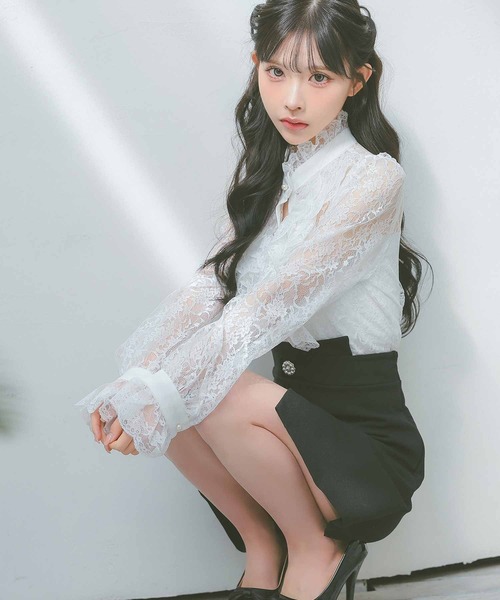 セール】韓国ワンピース キャバドレス スタンドネックフリル