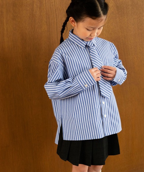 MACHATT タイドッキングシャツ ストライプ（青） machatt ストライプシャツ ブルー machatt タイドッキングシャツ