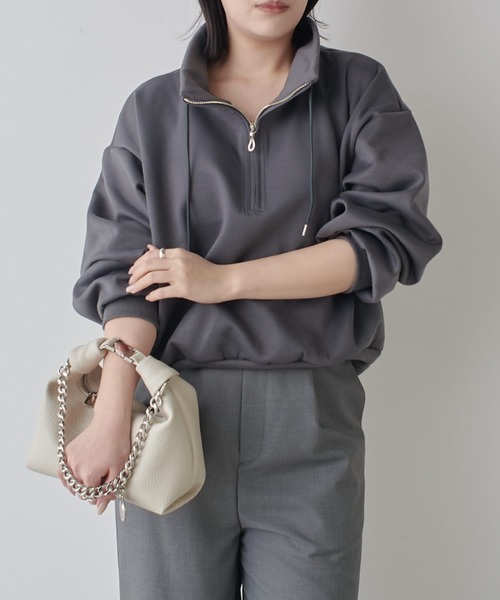 Lui's(ルイス)の「リラックスライトウェイトハーフZIP(Tシャツ/カットソー・レディース・ブラック/オフホワイト/グレー・FREE)」の10枚目の写真