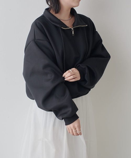 Lui's(ルイス)の「リラックスライトウェイトハーフZIP(Tシャツ/カットソー・レディース・ブラック/オフホワイト/グレー・FREE)」の5枚目の写真