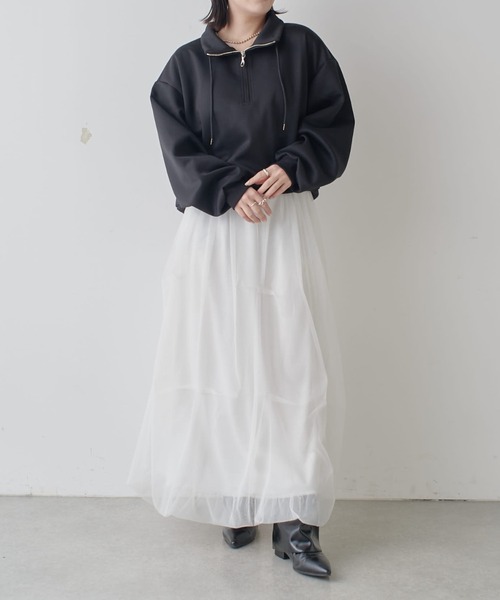 Lui's(ルイス)の「リラックスライトウェイトハーフZIP(Tシャツ/カットソー・レディース・ブラック/オフホワイト/グレー・FREE)」の7枚目の写真