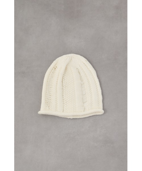 AZUL by moussy（アズールバイマウジー）の「クラッシュニットビーニー（ニットキャップ/ビーニー・レディース・グレー/アイボリー・FREE）」の3枚目の写真