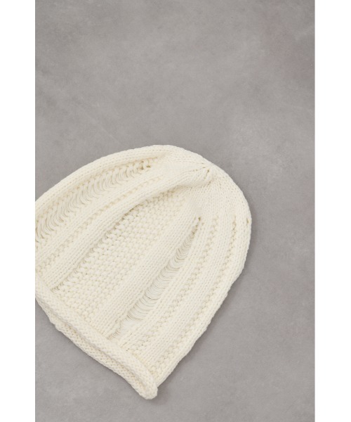 AZUL by moussy（アズールバイマウジー）の「クラッシュニットビーニー（ニットキャップ/ビーニー・レディース・グレー/アイボリー・FREE）」の5枚目の写真